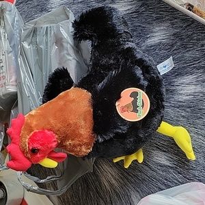 Hugfun 12 in. Plush Chicken Black and Brown